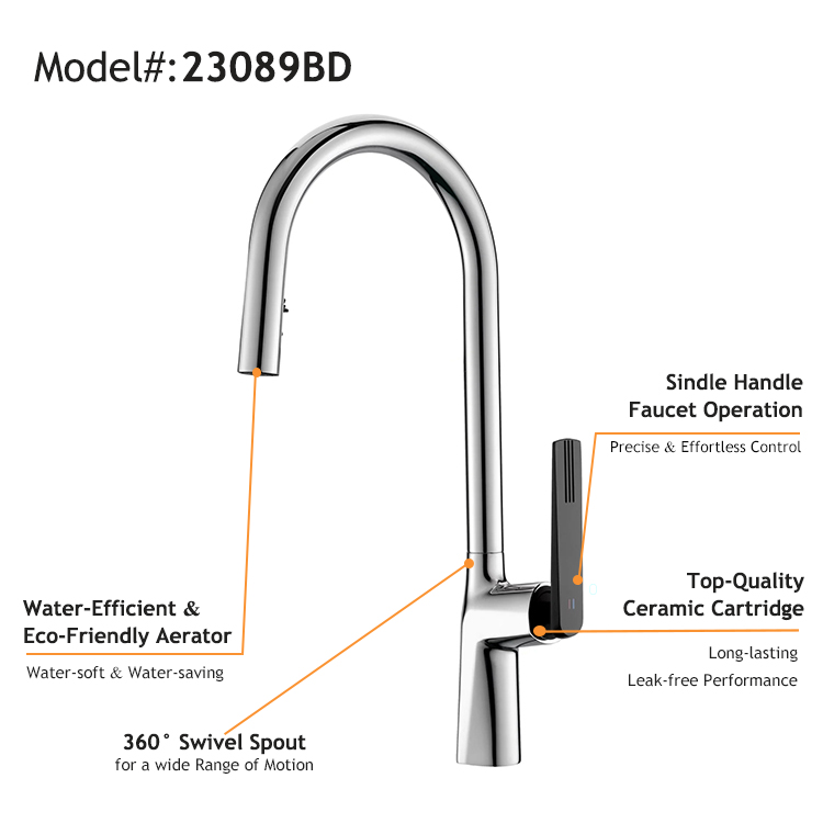 Kaiping Supplier Brass Commercial Kitchen Faucet Single Lever Single Handle Deck Mounted Kitchen Sink Mixer