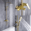 2021 New Desigh Design Bathroom Copper Wall Mounted Gold Exposed Bath Shower Faucet Set