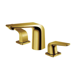 Luxury 8" Widespread 3 Hole Dual Handle Deck Mounted Titanium Gold Counter Basin Faucet Bathroom Sink Mixer Tap