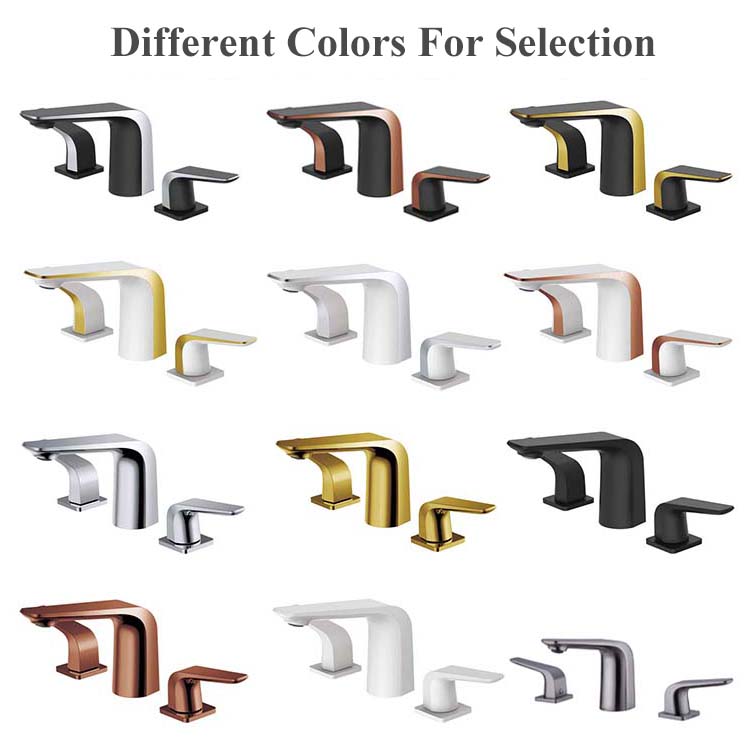 China Factory Brass Hot and Cold Water Double Handle 3 Holes Chrome Bathroom Sink Tap Basin Mixer Faucet