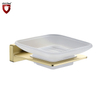 Wholesale Hotel Bathroom Hardware Wall Mounted Brass Gold Glass Soap Dish Holder
