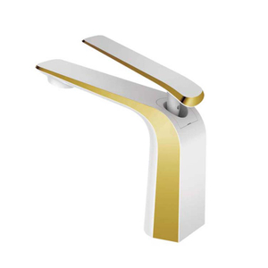 China Factory Single Handle Bathroom Basin Mixer Faucet White And Titanium Gold Single Lever Mixer Tap