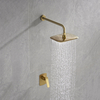 Luruxy Hotel Brushed Gold In-Wall Mounted Single Handle Rainfall Bathroom Concealed Faucet Shower Set