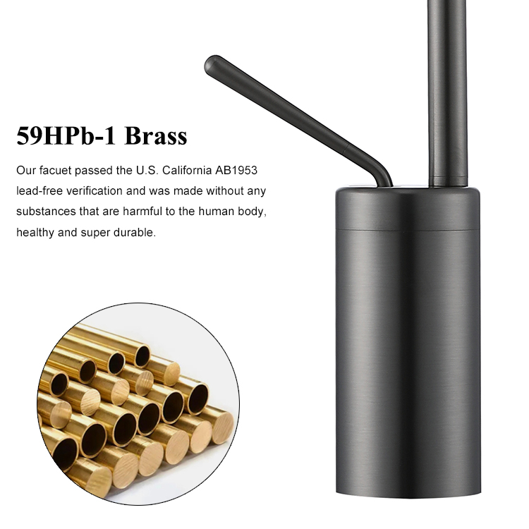 Lead Free Brass Gun Grey Basin Faucet Basin Mixer Wash Face Water Tap for Bathroom