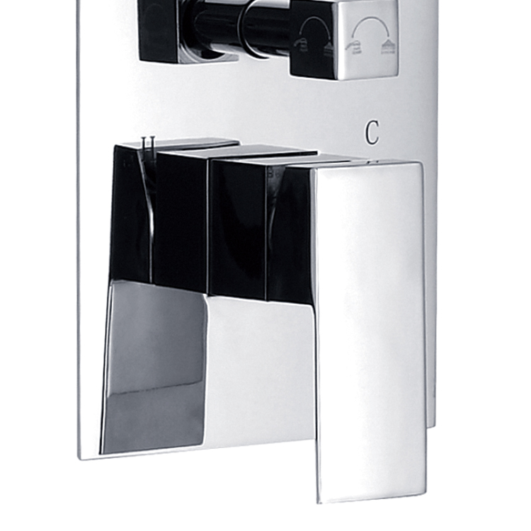 Popular In Wall Brass Shower Faucet Body Valve Concealed Square Bath Shower Mixer 2 way Diverter