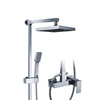 Contemporary Chrome Brass Wall Mounted Bathroom Shower Set Rainfall Exposed Shower Faucets Set