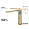 Modern Brushed Gold Single Handle One Hole Basin Faucet Bathroom Mixer