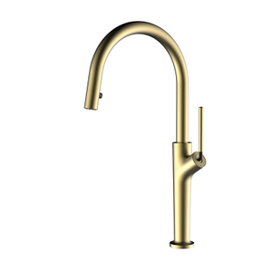 Modern Gold Single Handle Deck Mounted Pull Down Sprayer Sink Kitchen Faucet