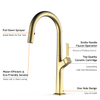Modern Copepr Brushed Gold Pull Down Kitchen Faucets Single Lever Spring Mixer 