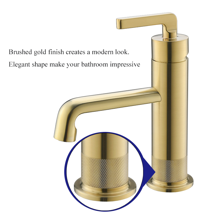 High Quality Brushed Gold Brass Single Handle One Hole Wash Mixer Tap Bathroom Basin Faucet