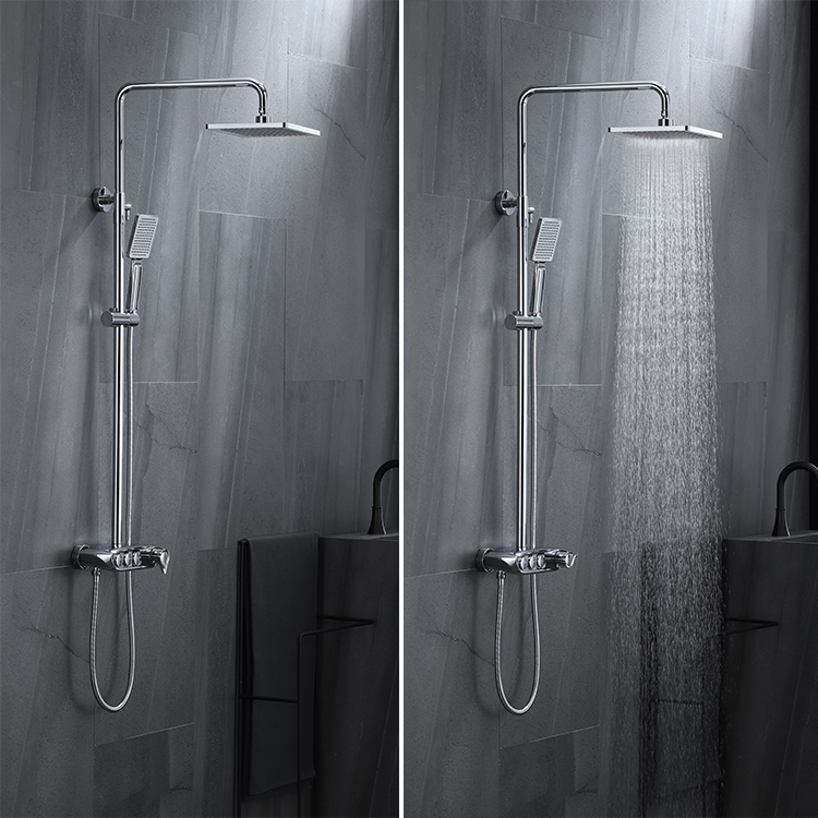 New Design Wall Mounted Brass Chrome Exposed Rainfall Bathroom Shower Set