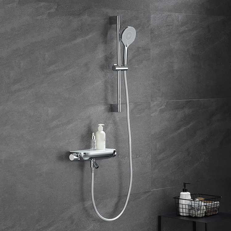 Luxury Brass Wall Mounted Bathroom Thermostatic Hand Shower Faucets Set Washroom Shower Set