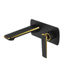 Modern Black and Titanium Gold Bathroom Sink Faucet Wall Mounted Brass Single Handle Basin Mixer Tap