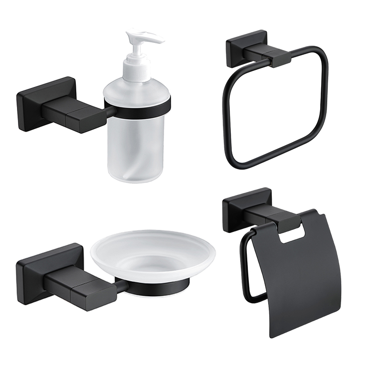 Morden Sanitary Ware Brass Matt Black Washroom Accessory Toilet Bathroom Accessories Set