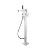 Modern Chrome Freestanding Bathtub Faucet Hot and Cold Water Single Handle Floor Stand Shower Bath Taps