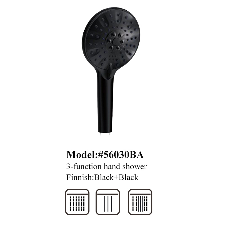 Factory Price Bathroom Accessories 3 Functions ABS Black Rain Bathroom HandHeld Shower Head 