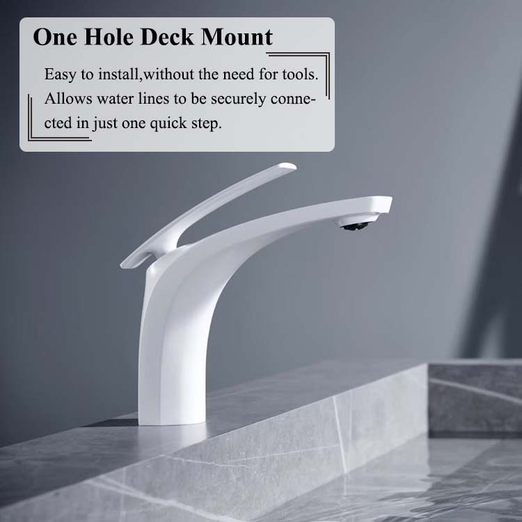 Hot Sale Wholesale White Hot And Cold Water Mixer Tap Single Lever Bathroom Faucet