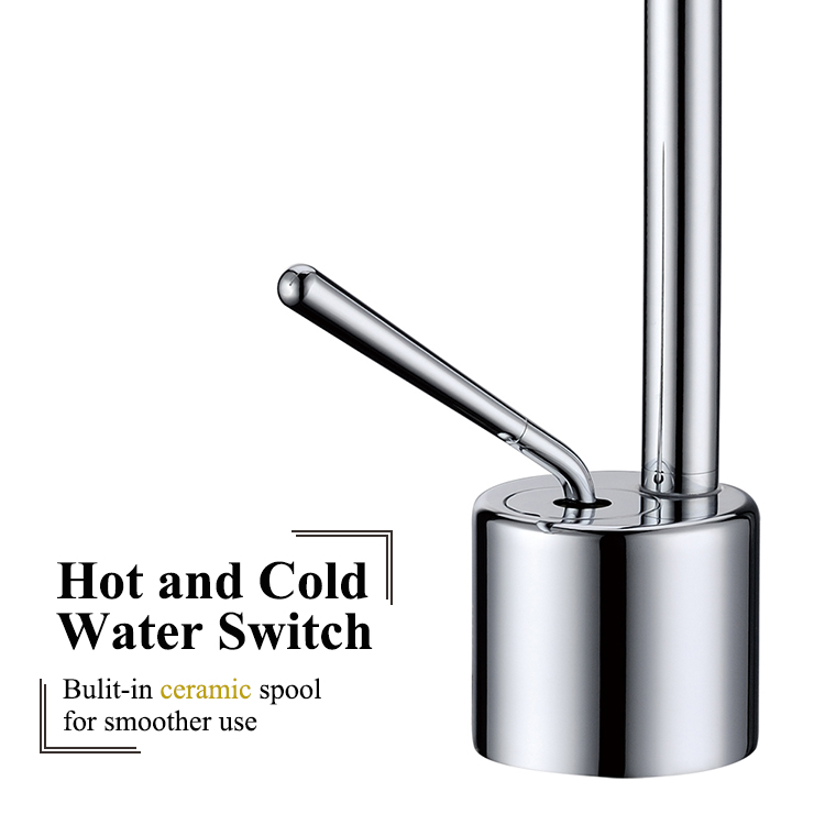 Deck Mounted Single Handle Chrome Swan Neck Bathroom Sink Faucet Water Drop Basin Faucet