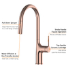 Brass Pull Down Spring Kitchen Mixer New Arrival Rose Gold Deck Mounted Hot and Cold Water Faucet 