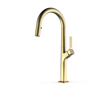 Modern Copepr Brushed Gold Pull Down Kitchen Faucets Single Lever Spring Mixer 