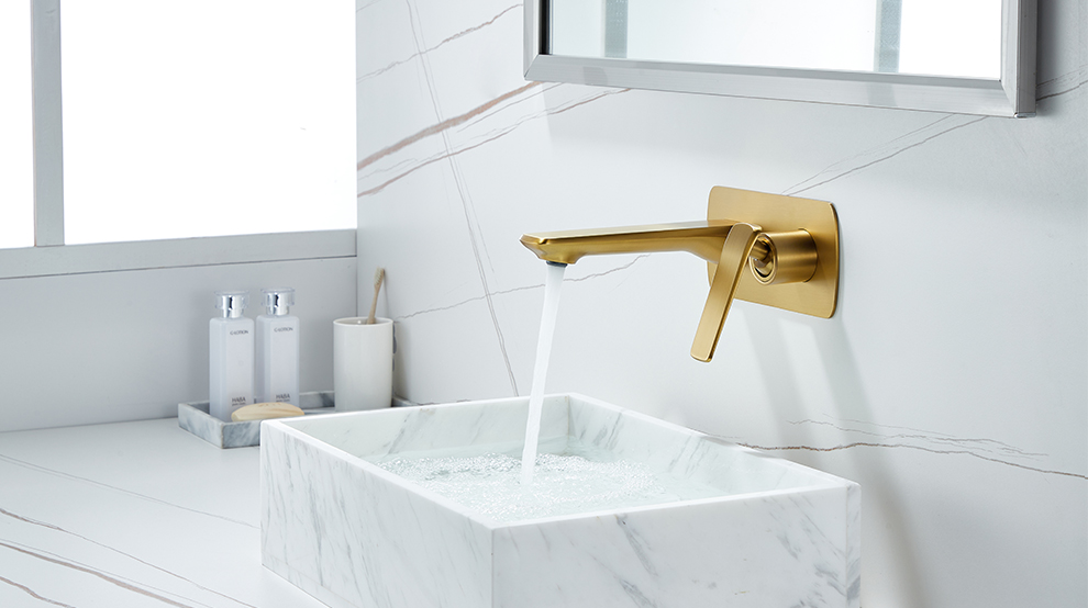 Waterfall Wall Mounted Bathroom Sink Faucet Brass Basin Mixer Taps Sink Mixer 