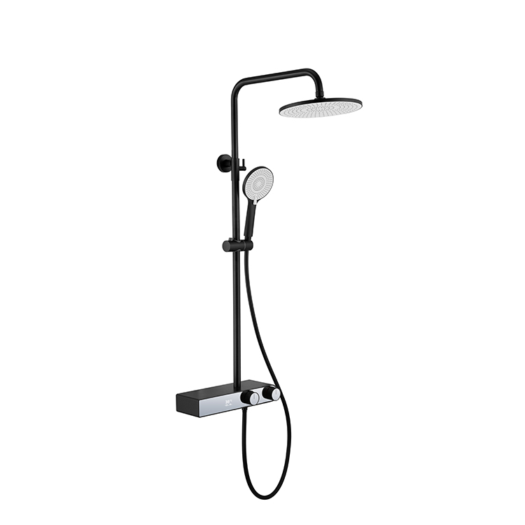 Kaiping Supplier Brass Wall Mount Rainfall Shower System Bathroom Matt Black Shower Faucet Set