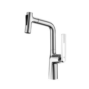 New Design Chrome Pull Down Kitchen Faucet Single Handle Deck Mounted Kitchen Sink Mixer Tap with Sprayer 