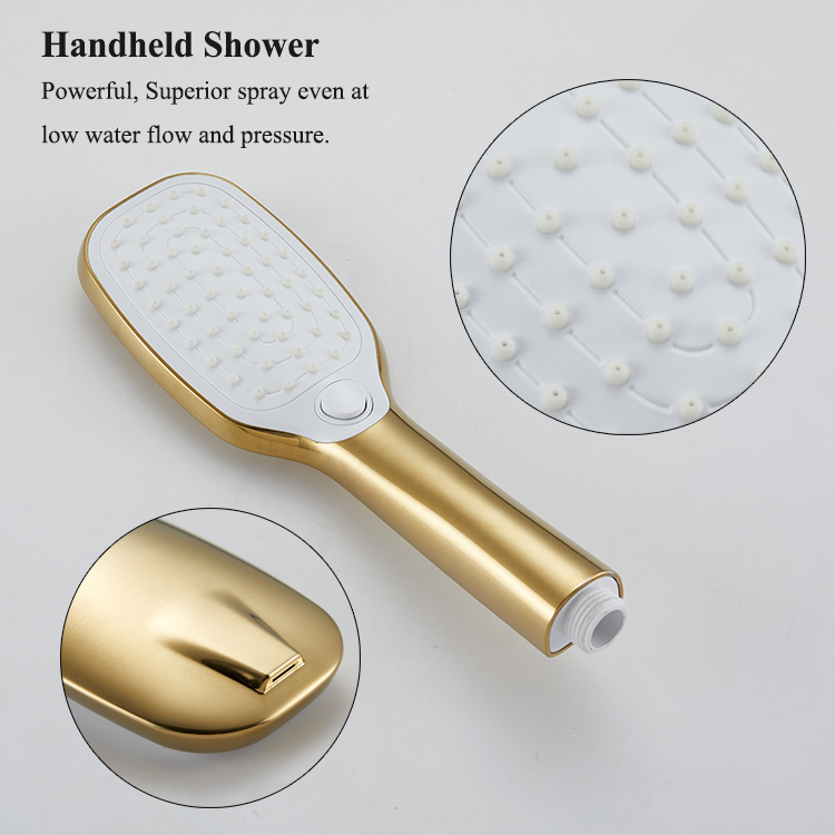 Brushed Gold Freestanding Bathtub Faucet Brass Floor Stand Tub Filler