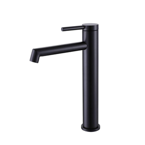 Watermark Copper Black Bathroom Faucet Round Single Handle High Spout Bathroom Brass Basin Mixer Tap