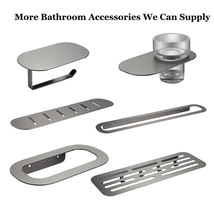 Modern Bathroom Accessories Stainless Steel Gun Grey Single Towel Bar Towel Ring Holder