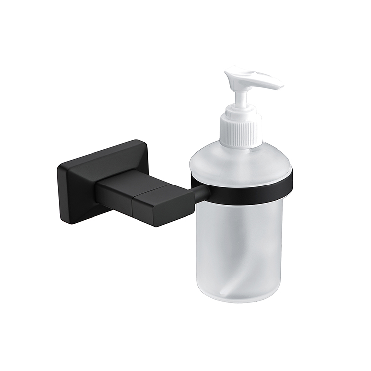Eco Friendly New Design Wall Mounted Matt Black Copper Liquid Soap Dispenser Holder for Bathroom