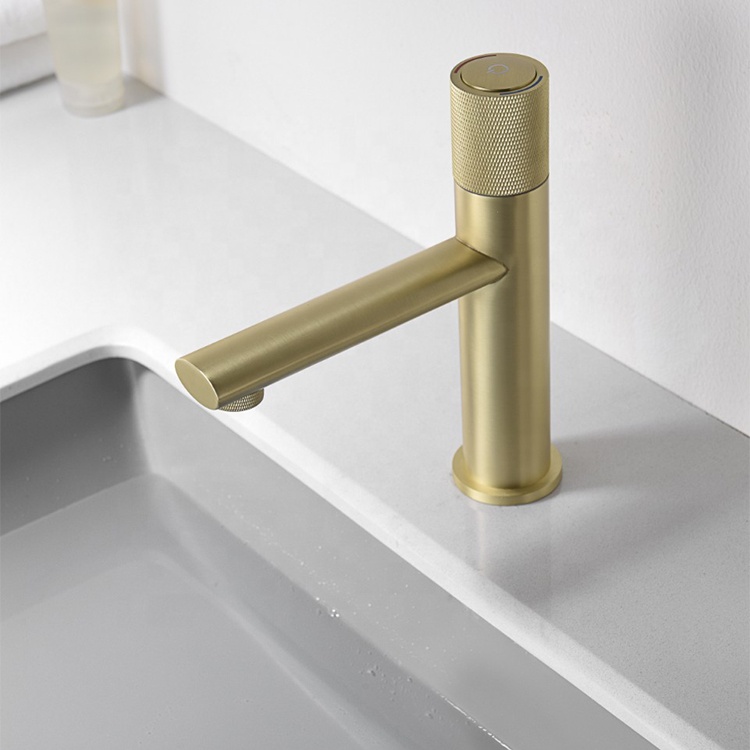 Hot Sale Single Hole Single Handle Brushed Gold Brass Water Mixer Tap Bathroom Basin Sink Faucet