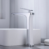 Modern Single Lever White And Chrome Brass Tall Body Bathroom Basin Sink Faucet Water Tap