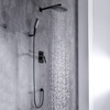 High Quality Chrome And Black In-wall Mounted Bathroom Shower Set Rain Shower Mixer With Hand Shower