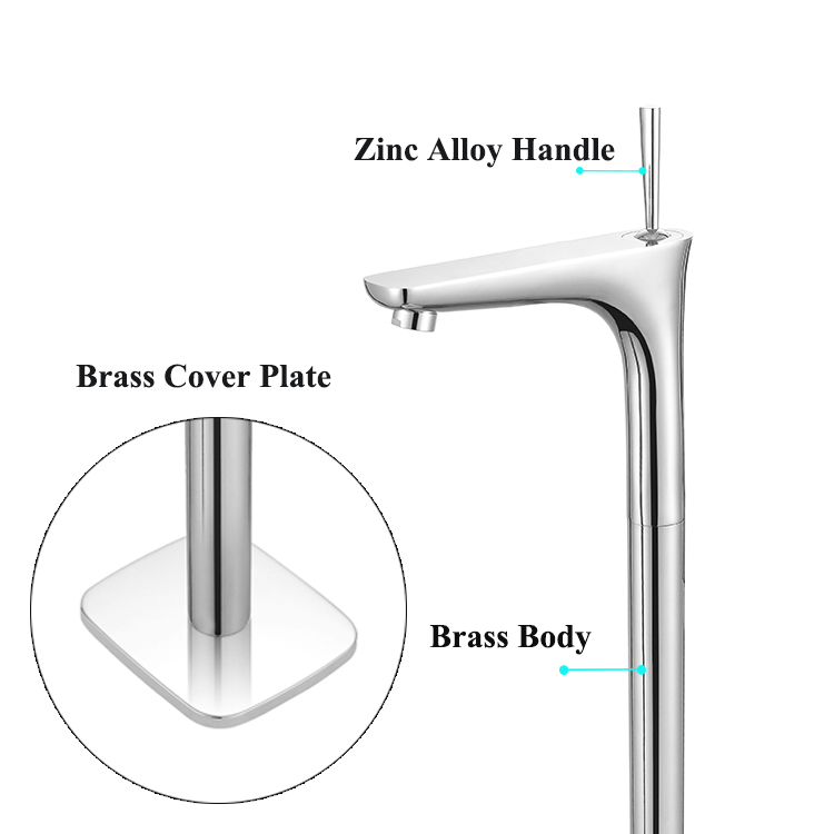 European Style Floor Strand Brass Bathroom Bath Tub Filler Mixer Tap Freestanding Bathtub Faucet