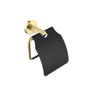 Luxury Gold And Black Bathroom Accessories Toilet Paper Holder Wall Mounted Toilet Roll Holder