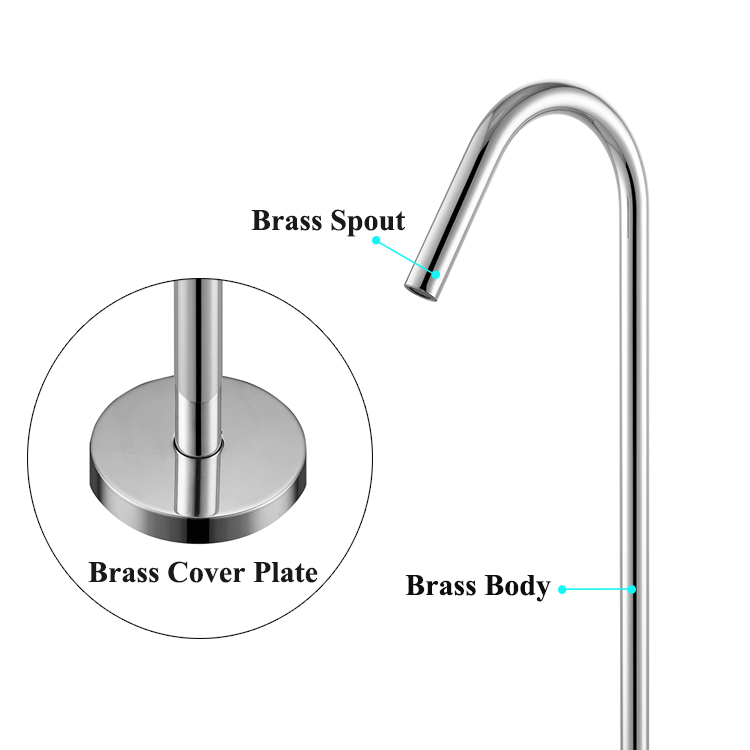 Modern Chrome Brass Spout Tub Filler Floor Freestanding Bath Tub Faucet Bathtub Mixer