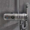 Luxury Brass Exposed Gun Grey Thermostatic Bathroom Mixer Shower Valve Digital Display Faucet