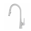 Pull Down Spring Kitchen Faucets Modern White Brass Single Handle Single Hole 