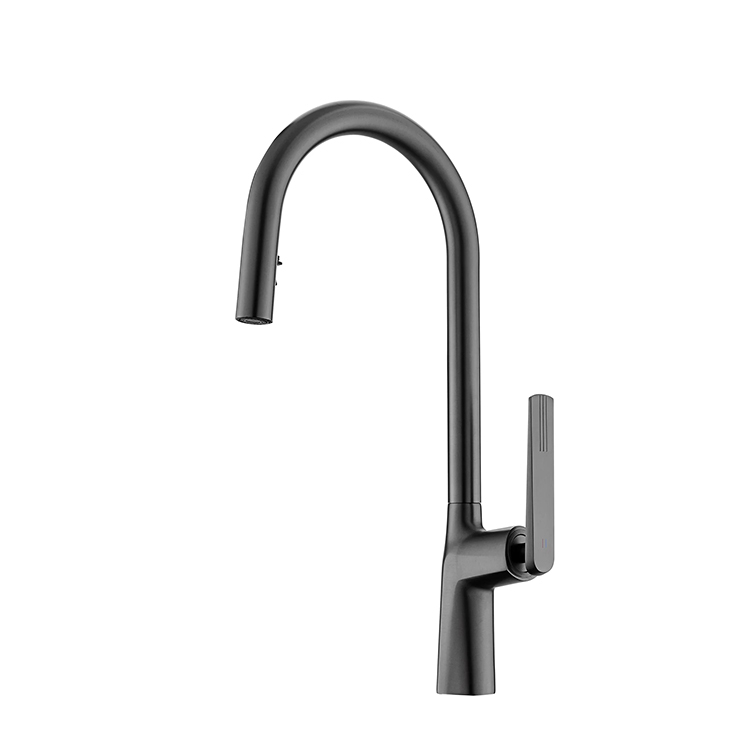 Kaiping Gockel Gun Grey Pull Down Kitchen Sink Mixer Brass Single Lever