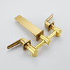 Dual Handle In-wall Mounted Bathroom Basin Faucet Modern Brushed Gold Brass Wash Mixer Tap
