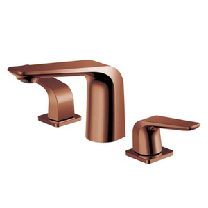 China Factory Luxury Rose Gold 3 Holes Dual Handle Wash Wash Mixer Tap Brass Bathroom Sink Faucet
