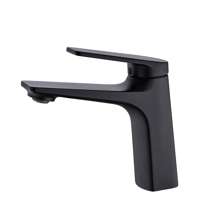 Modern Matt Black Single Handle One Hole Deck Mounted Wash Lavatory Mixer Tap Basin Faucet for Bathroom