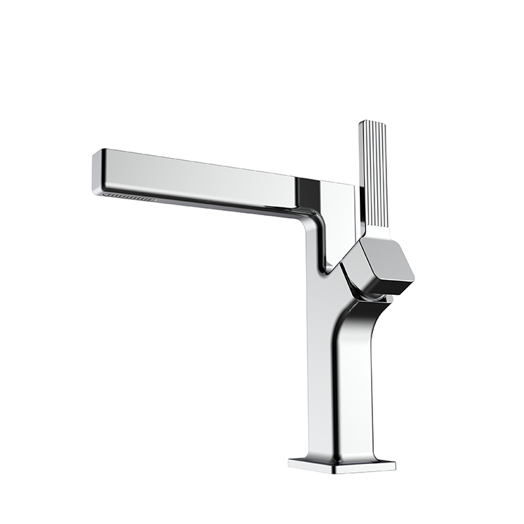 Chrome Brass Bathroom Basin Mixer One Hole Deck Mounted Hot and Cold Water Lavatory Faucet