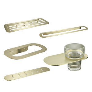 China Supplier Brushed Gold Stainless steel 5 Five Piece Washroom Bath Bathroom Accessories Set