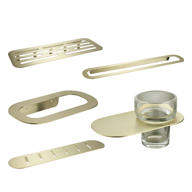 China Supplier Brushed Gold Stainless steel 5 Five Piece Washroom Bath Bathroom Accessories Set