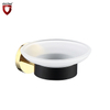 Kaiping Morden Black and Gold Glass Bathroom Soap Dish with Copper Holder