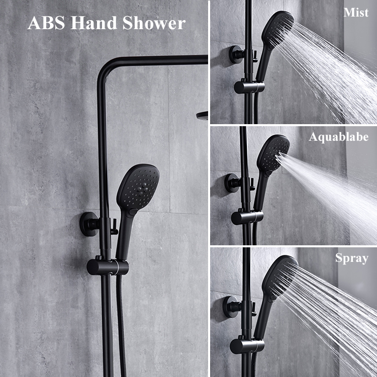 Kaiping Gockel Wall Mounted Matt Black Exposed Rain Bathroom Shower Set with Handheld Shower