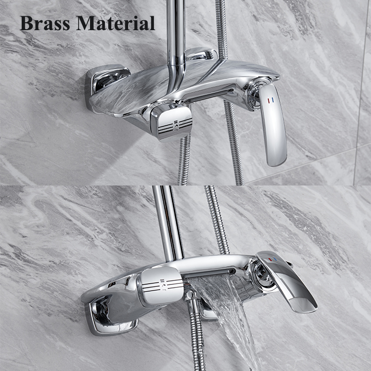 High Quality Brass Wall Mounted Chrome Bathroom Rainfall Shower Faucet Set