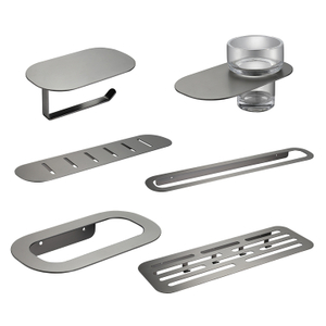 2022 Customized Logo Gun Grey Stainless Steel 6 Pieces Washroom Bath Bathroom Accessories Set